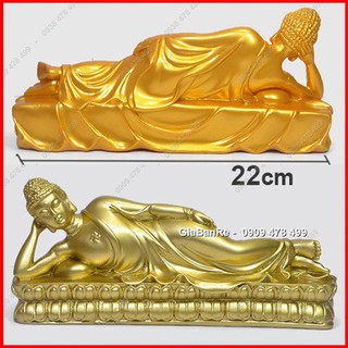 Tượng Phật Tổ Nằm Nhập Niết Bàn Size Trung 22cm - Sơn Nhũ Vàng - 6890.1