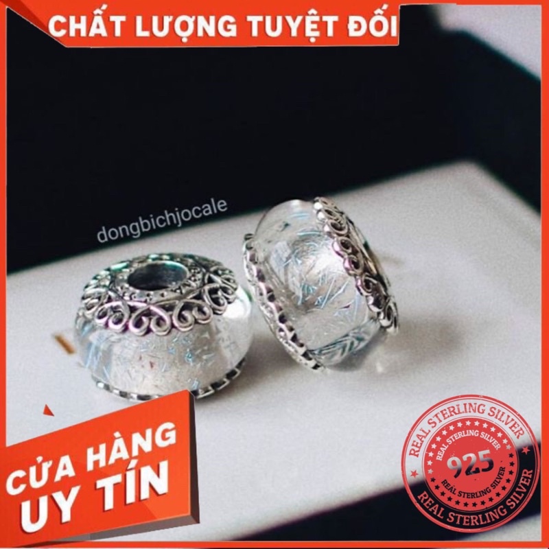 [Mã SKAMLTSM9 giảm 10% đơn 99K] Hạt charm glass bọc bạc nhũ kim tuyến sợi lung linh bạc 925 cao cấp