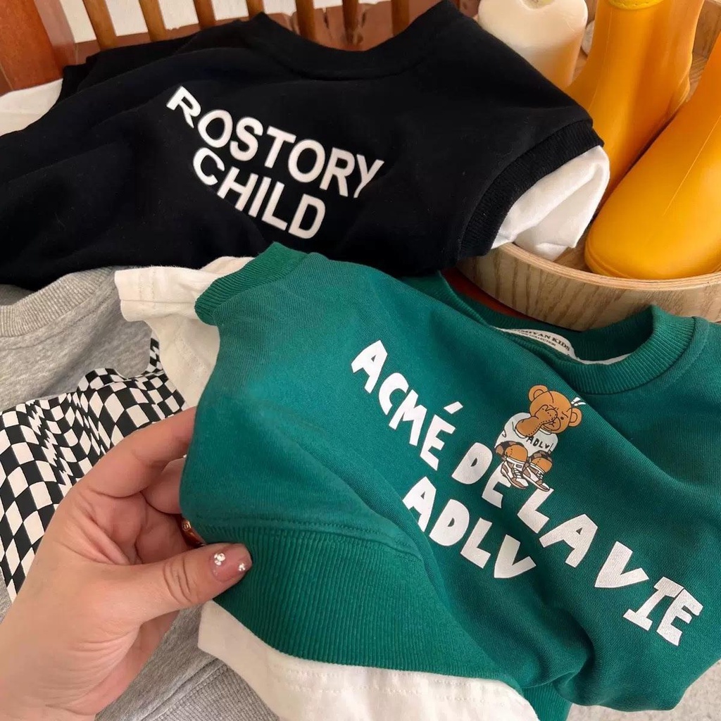 [Hàng Sẵn Sàng!!]Hàng Mới Về Áo Thun Tay Ngắn Giả Hai Lớp Họa Tiết Kẻ Sọc Thời Trang Mùa Hè Cho Bé Trai