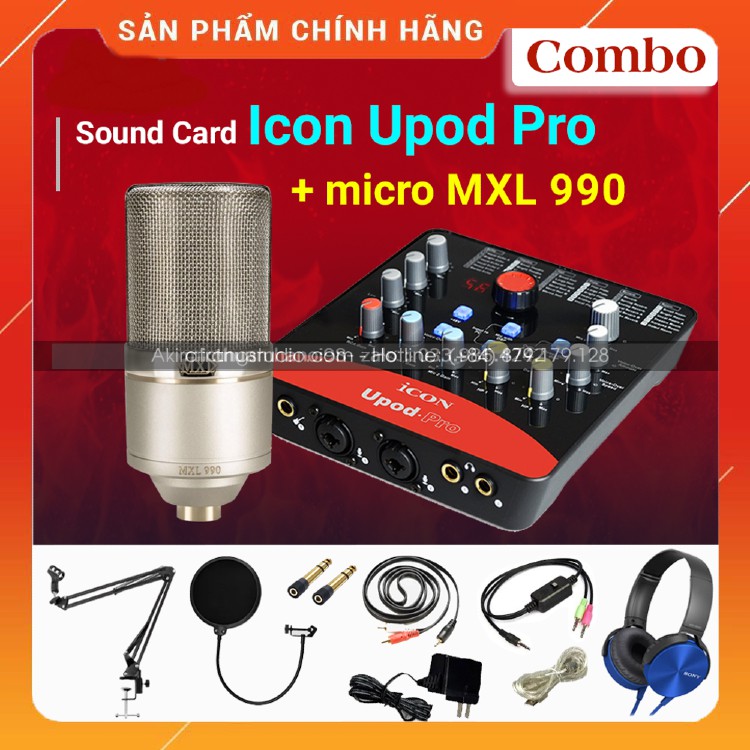 Trọn Bộ Sound Card Icon Upod Pro Mic MXL990 Hàng Cao Cấp . Chuyên Dùng Thu Âm , Livestream Chuyên Nghiệp