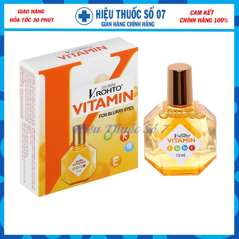 Nước nhỏ mắt V.ROHTO Vitamin bổ sung vitamin E, B6, NA, K giúp cải thiện thị lực chai 13ml (Nhật Bản)