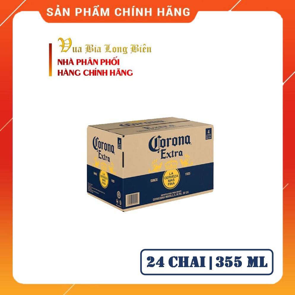 Bia CORONA EXTRA - Viên ngọc sáng giá Mexico, Nồng độ cồn 4,5%, Thùng tiêu chuẩn 24chai (4 pack) x 355ml