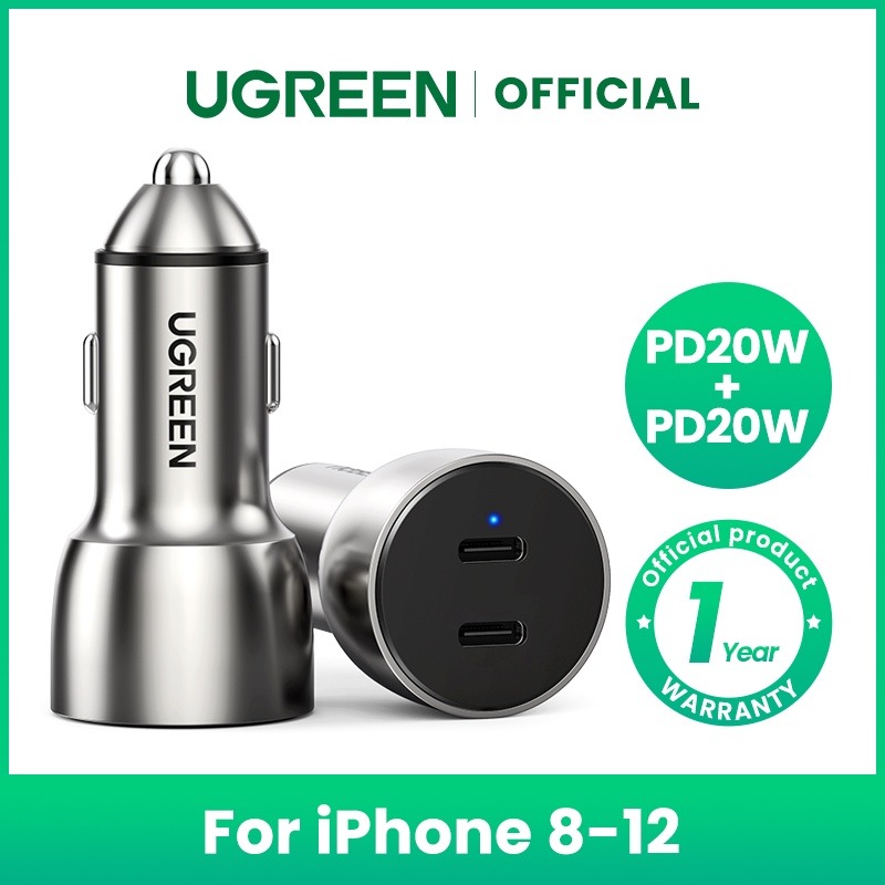 Cốc sạc nhanh Ugreen 4.0 3.0 QC PD USB từ nhôm chuyên dụng cho xe hơi
