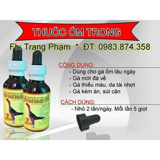 ốm trong tăng lực cho gà chọi
