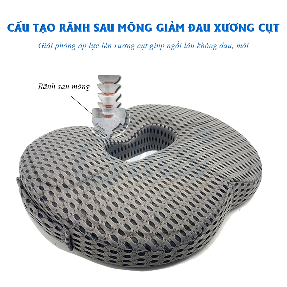 Bộ gối tựa lưng có gel lạnh &amp; đệm lót ghế chống trĩ thế hệ 2 cho dân văn phòng SP11 EMA