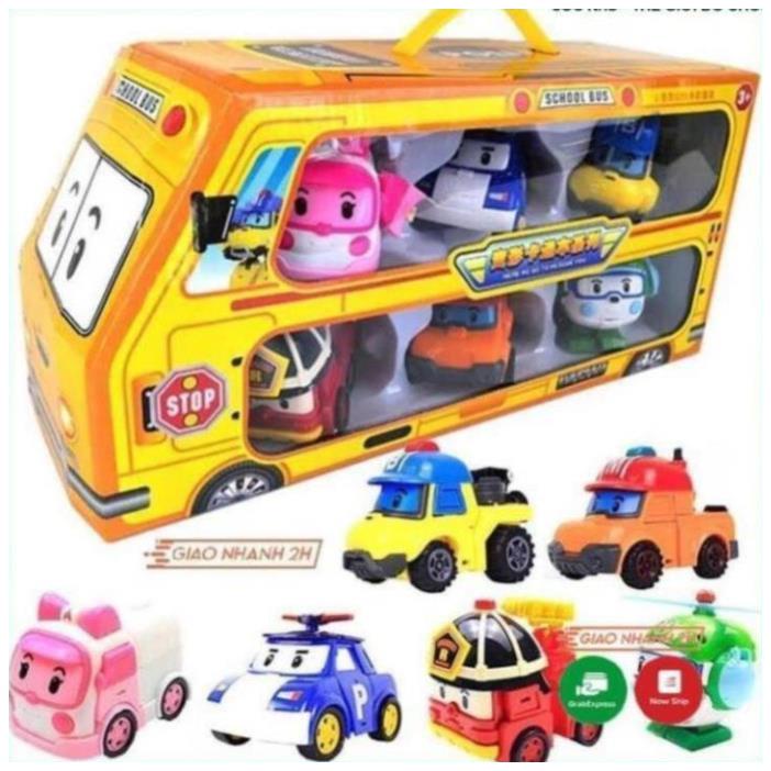Bộ 6 xe ô tô đồ chơi Biệt đội Poli Robocar biến hình - Thị trấn đồ chơi trẻ em
