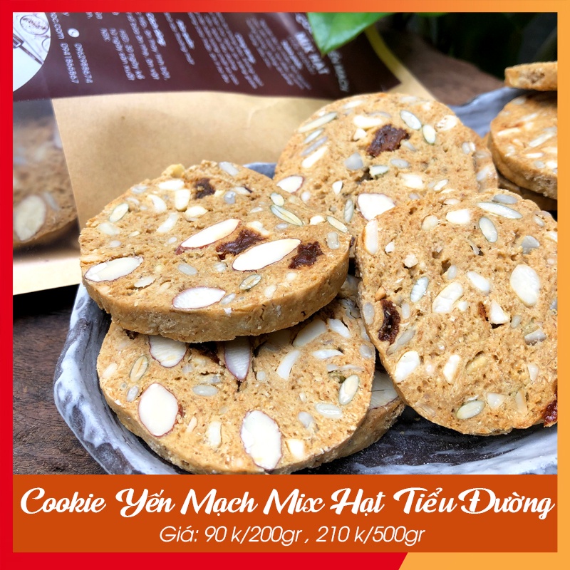 Bánh Ăn Kiêng 🍪 GIẢM CÂN 🍪 Cookie Yến Mạch Mix Hạt Tiểu Đường 200gr_ Bánh dành cho người ăn kiêng, tiểu đường ăn kiêng