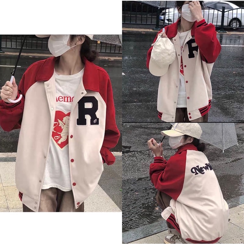 Áo khoác bóng chày chữ R cá tính phong cách Hàn Quốc L.Y Store nữ &lt;3
