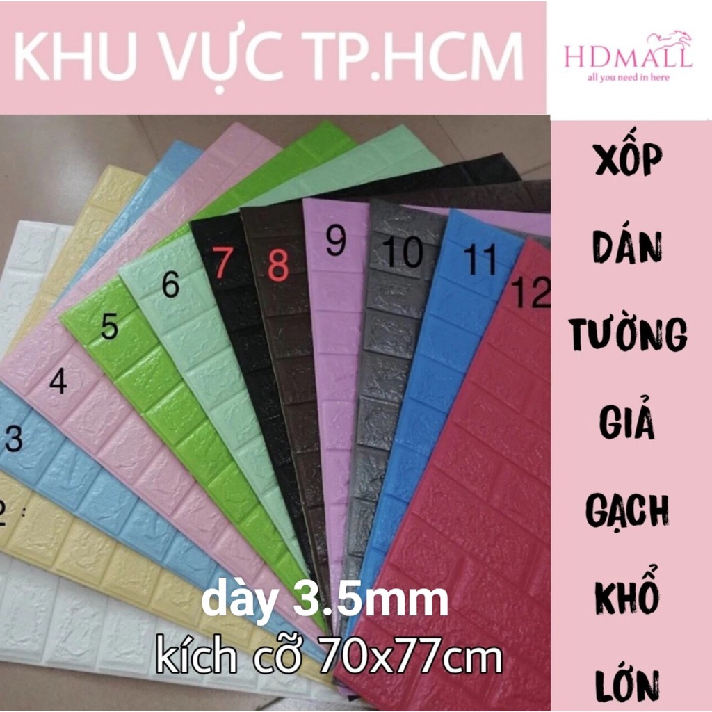 Xốp Dán Tường 3D Giả Gạch Chống Ẩm Cách Nhiệt 70x77cm Dày 3,5mm