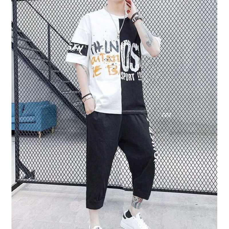 [ Đồ Bộ- Siêu Mát!!] Đồ bộ nam quần áo thể thao (45-70kg) MÙA HÈ chất thun mè BTT10 ( Bộ lửng OS SPORT) | BigBuy360 - bigbuy360.vn