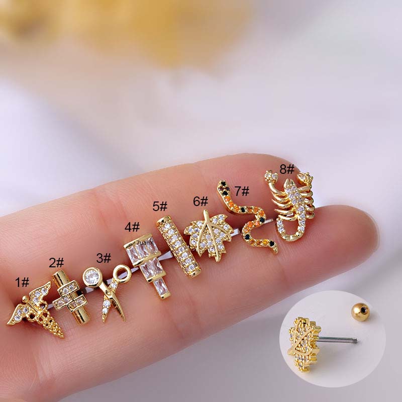 1 Khuyên Tai Hình Rắn Lá Xoắn 20G