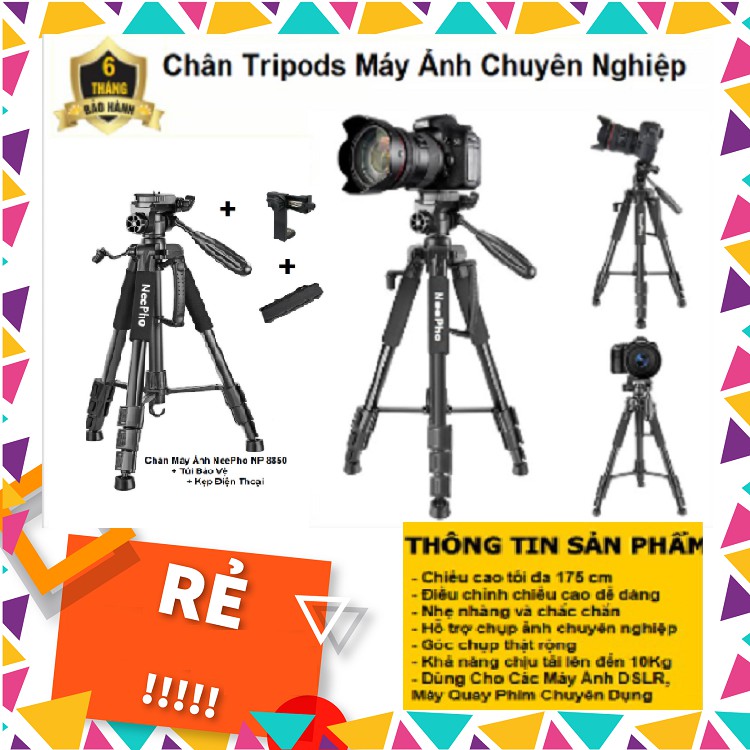 Giá Đỡ Máy Ảnh Chuyên Nghiệp NeePho NP-8850 - Tripods 3 Chân Máy Ảnh DSLR , Điện Thoại, Camera