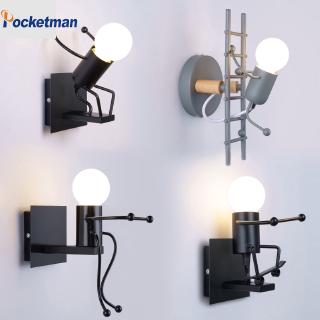 Phim hoạt hình búp bê hiện đại LED sáng tạo gắn sắt cạnh giường ngủ đèn treo tường cho trẻ em phòng khách bé