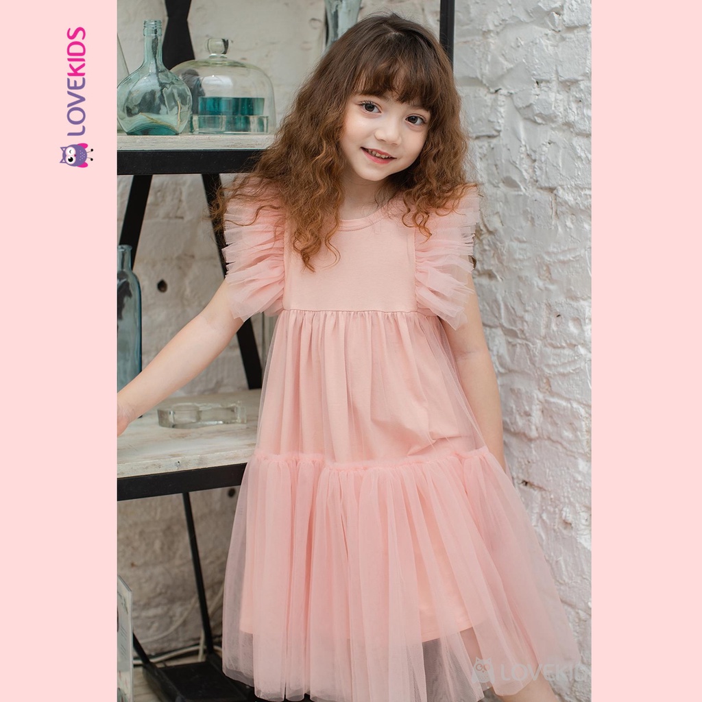 Váy ren hồng tay cánh tiên - Lovekids