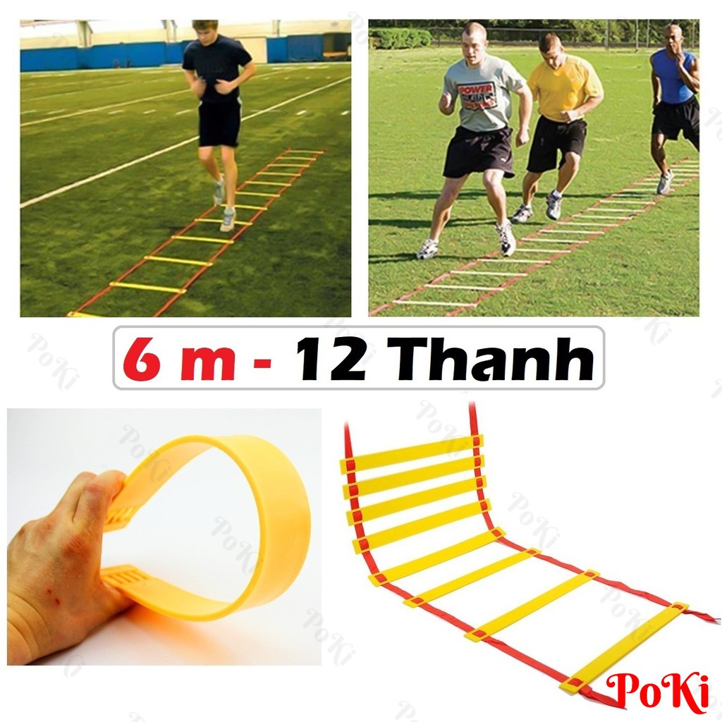 Thang dây thể thao tập luyện thể lực bóng đá 6m 12 thanh, nâng cao sức khỏe, thể lực và tầm vóc - POKI