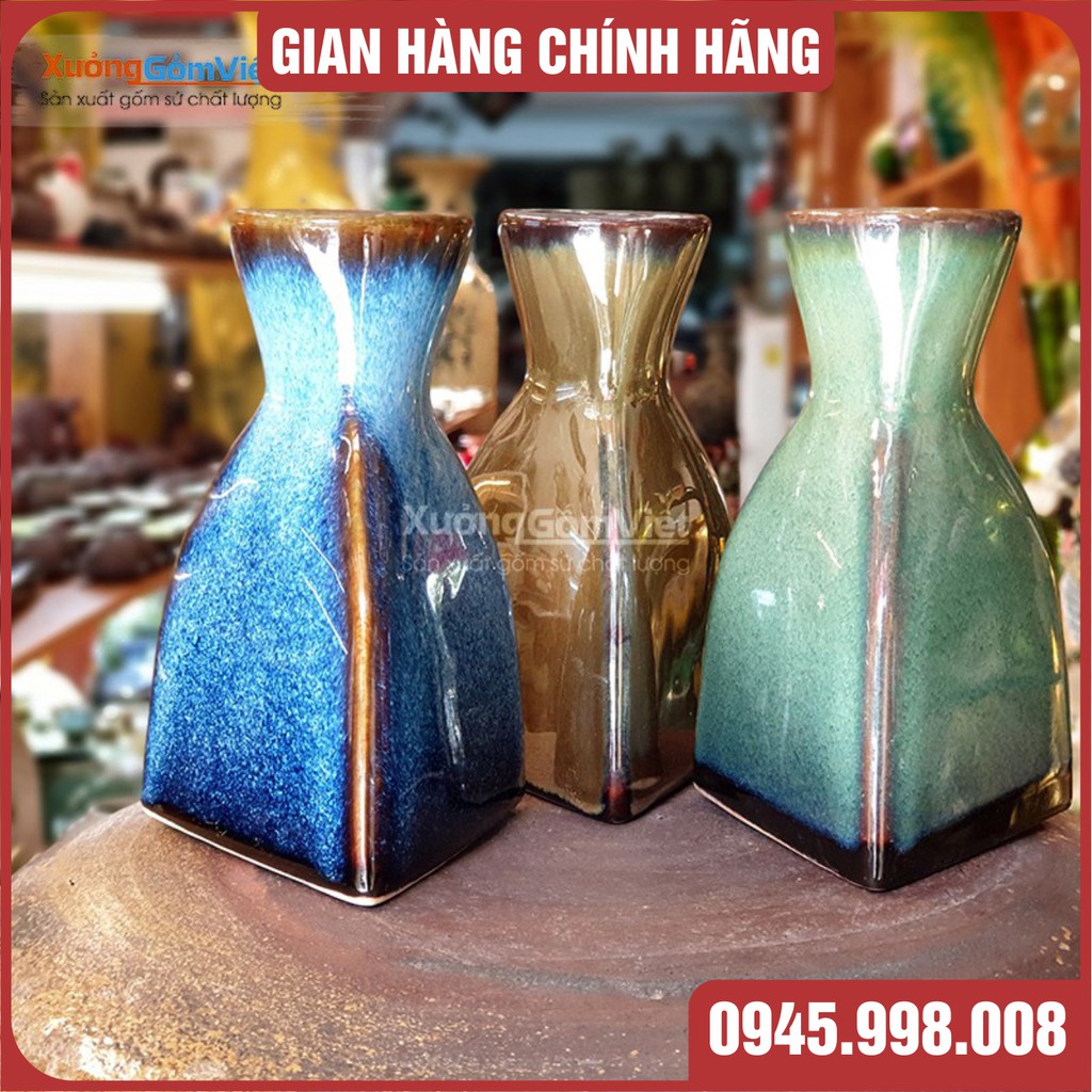 Lọ hoa mini men hỏa biến CÁCH ĐIỆU cho người SÀNH ĐIỆU,hàng gốm thủ công Bát Tràng - XƯỞNG GỐM VIỆT
