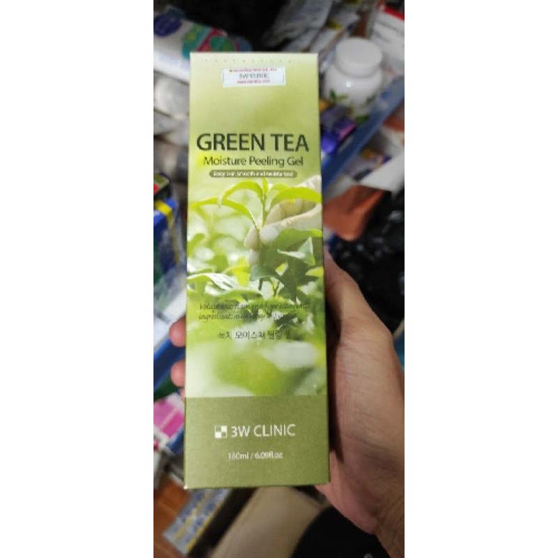 Gel Tẩy Tế Bào Chết Chiết Xuất Trà Xanh 3W Clinic Green Tea Moisture Peeling Gel 180ml