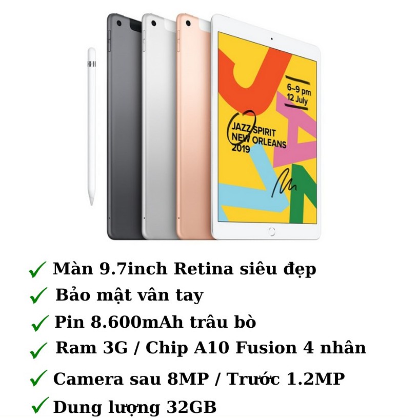 Máy tính bảng iPad 2019 - Gen 7 10.2 inch (Wifi + 4G) 32GB Chính Hãng - Zin Đẹp 99% - APPLE88