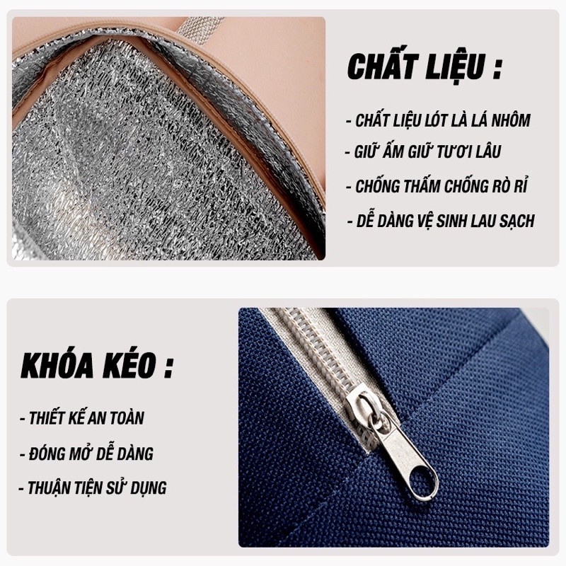 Túi Đựng Hộp Cơm Giữ Nhiệt Chống Thấm Nước Tiện Dụng Cao Cấp / Túi giữ nhiệt, túi đựng cơm