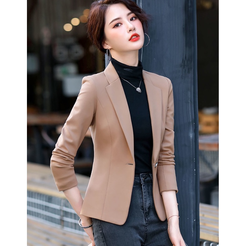 Áo khoác vest nữ blazer dáng ngắn kiểu Hàn Quốc 2 lớp chất liệu Mango Hàn - Mã SP: H1 - Màu: Đen, Nâu