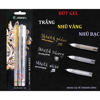 Bút gel marie's trắng, nhũ vàng, nhũ bạc - 0.8mm - tc art