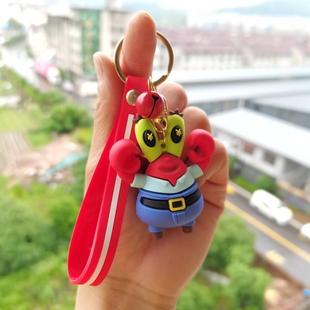 Phụ Kiện Trang Trí Hoạ Tiết Hoạt Hình SpongeBob Dễ Thương Móc Khóa Hình Lều Trại 3D Trang Trí