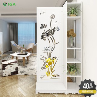 Vách ngăn chia phòng khách, spa hoa văn hiện đại liền kệ decor phòng thương hiệu IGA(1 vách + 1 kệ)