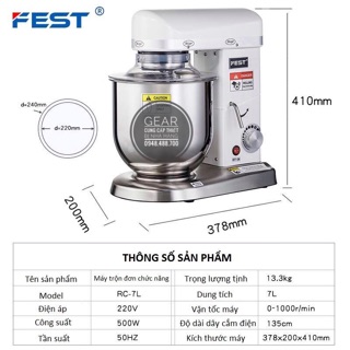 MÁY TRỘN BỘT LÀM BÁNH Mixer Fest 7L