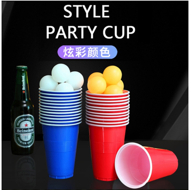 Set 24 cốc nước và bóng nhựa chơi trò uống rượu Beer Pong, trò chơi ném bóng