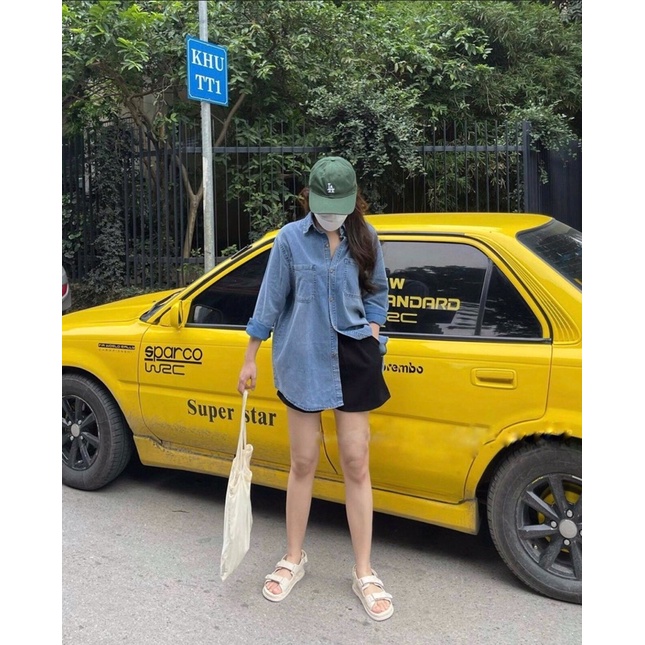 Sơ mi bò 1 túi nữ dài tay phong cách