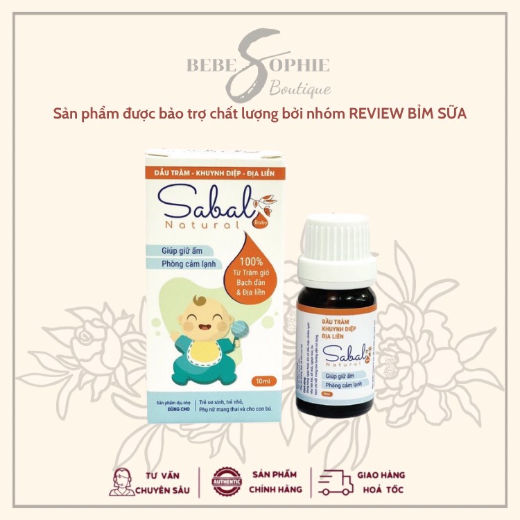 Chính hãng - Tinh dầu tràm Sabal giúp giữ ấm, phòng cảm lạnh cho bé 10ml