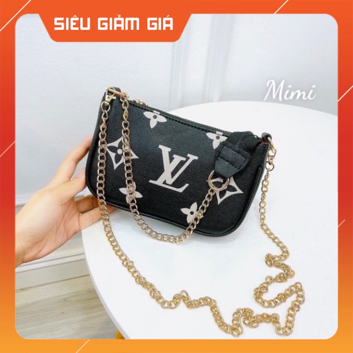 Túi Kẹp Nách Lv , Túi Phối Dây Xích cá Tính