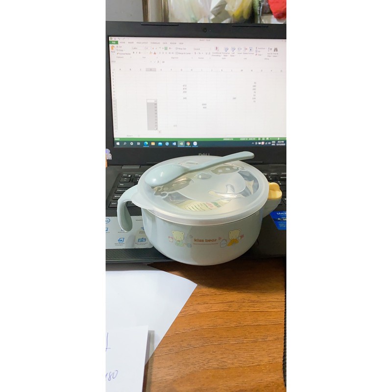 Bát giữ nhiệt ruột inox 2 lớp kèm thìa cho bé