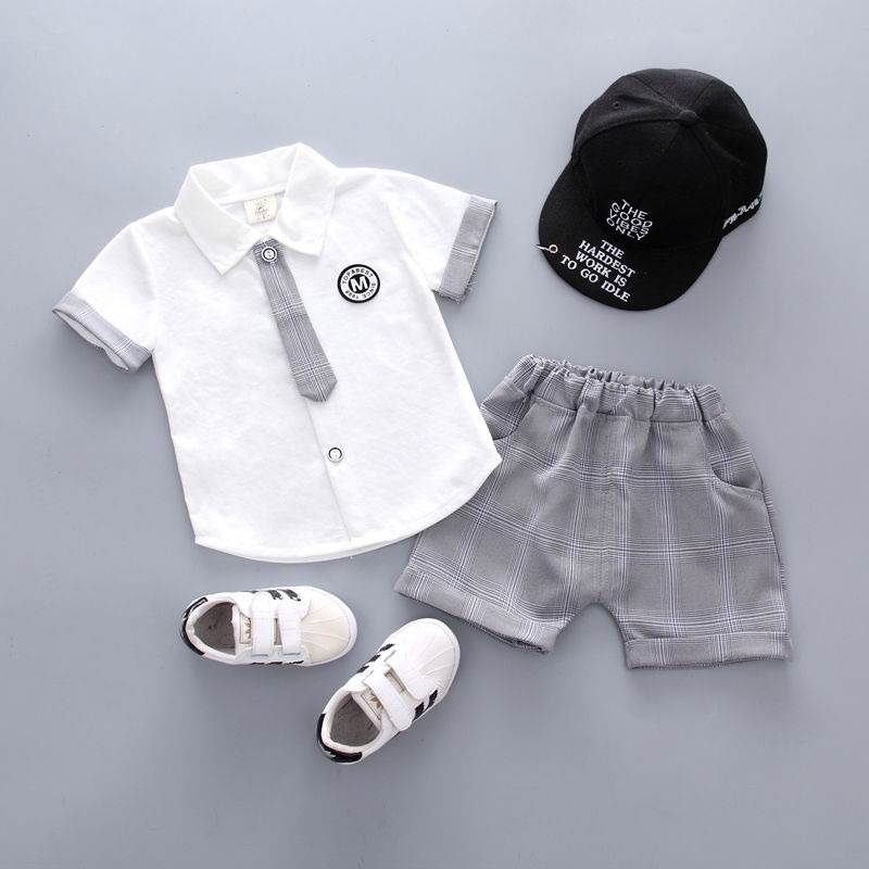 Set Áo Thun Polo Tay Ngắn Kèm Quần Kiểu Hàn Quốc Thời Trang Mùa Hè 2021 Cho Bé Trai