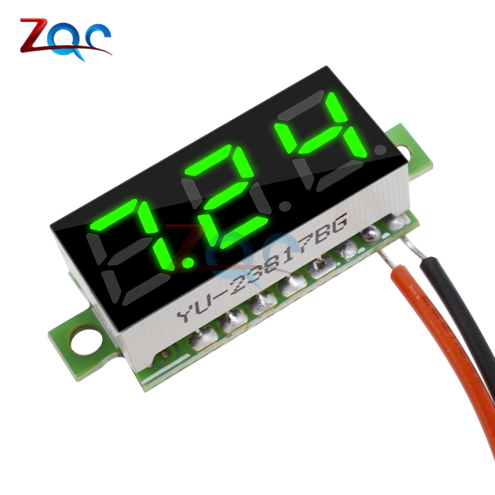 Thiết bị đo điện áp kỹ thuật số có đèn LED .28 inch DC 0-100V 3.5-30V 2 3 dây đo nhỏ tiện dụng