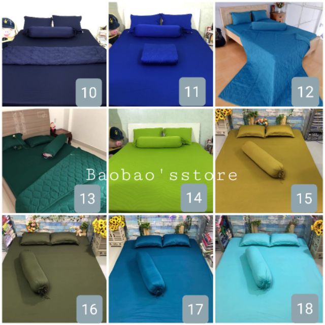 Bộ drap thun trơn 4 món - ga giường + 3 vỏ gối (ko mền) dành cho nệm thấp dưới 15cm | BigBuy360 - bigbuy360.vn