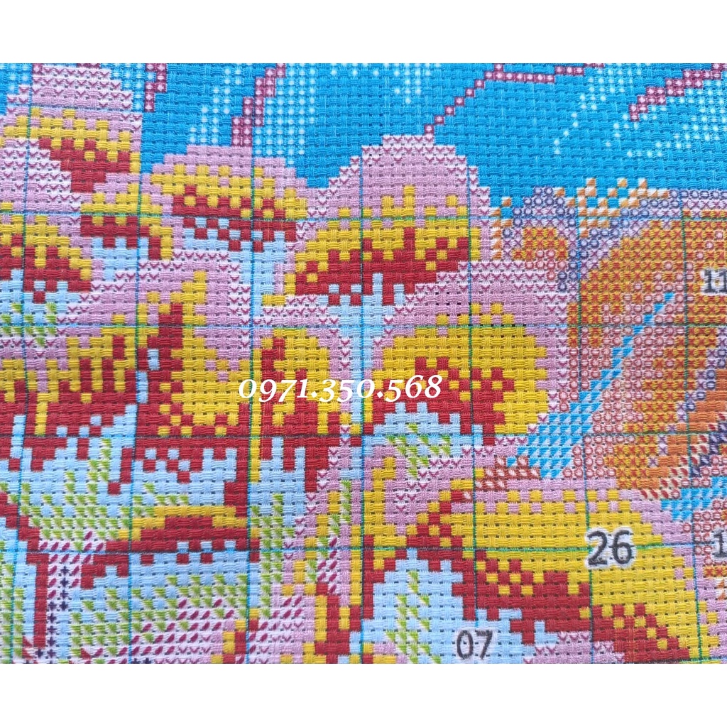 Tranh thêu chữ thập Hoa mẫu đơn AA2067-75x55cm