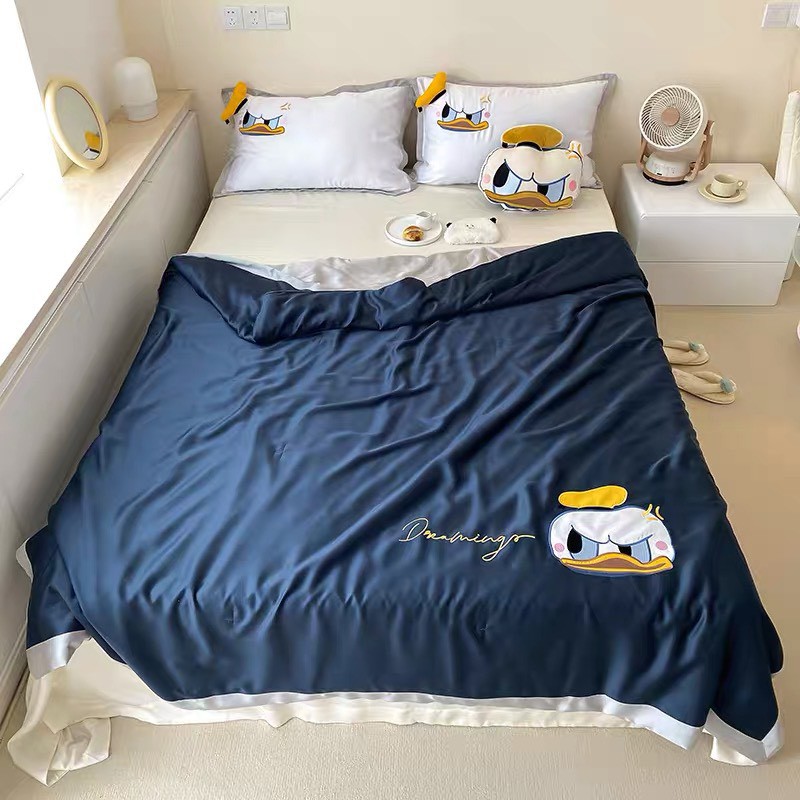 Bộ chăn ga gối cotton tencel 80s Lidaco họa tiết hoạt hình cao cấp (set 5 món)