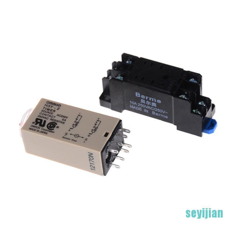 Rơ Le Thời Gian Trễ 220V H3Y-2 0-30s / 60s DPDT &amp; Base