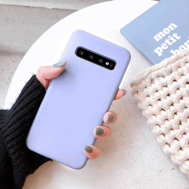 Ốp Điện Thoại Silicone Mềm Màu Trơn Mặt Nhám Cho Samsung Galaxy S9 S8 Plus S10 Lite