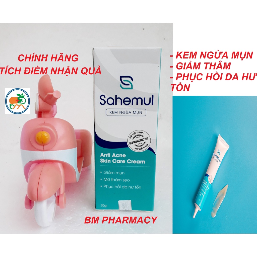 Kem ngừa mụn SAHEMUL, giúp ngăn ngừa và làm giảm mụn (mụn trứng cá, mụn bọc, mụn mủ); làm mờ các vết thâm, sẹo do mụn