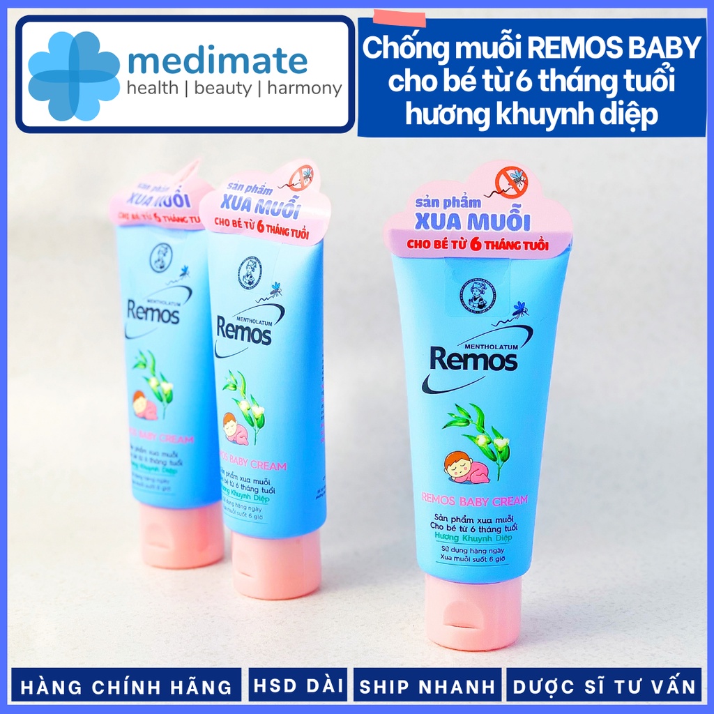 Remos baby chống muỗi an toàn cho bé từ 6 tháng tuổi hương khuynh diệp dạng kem và xịt