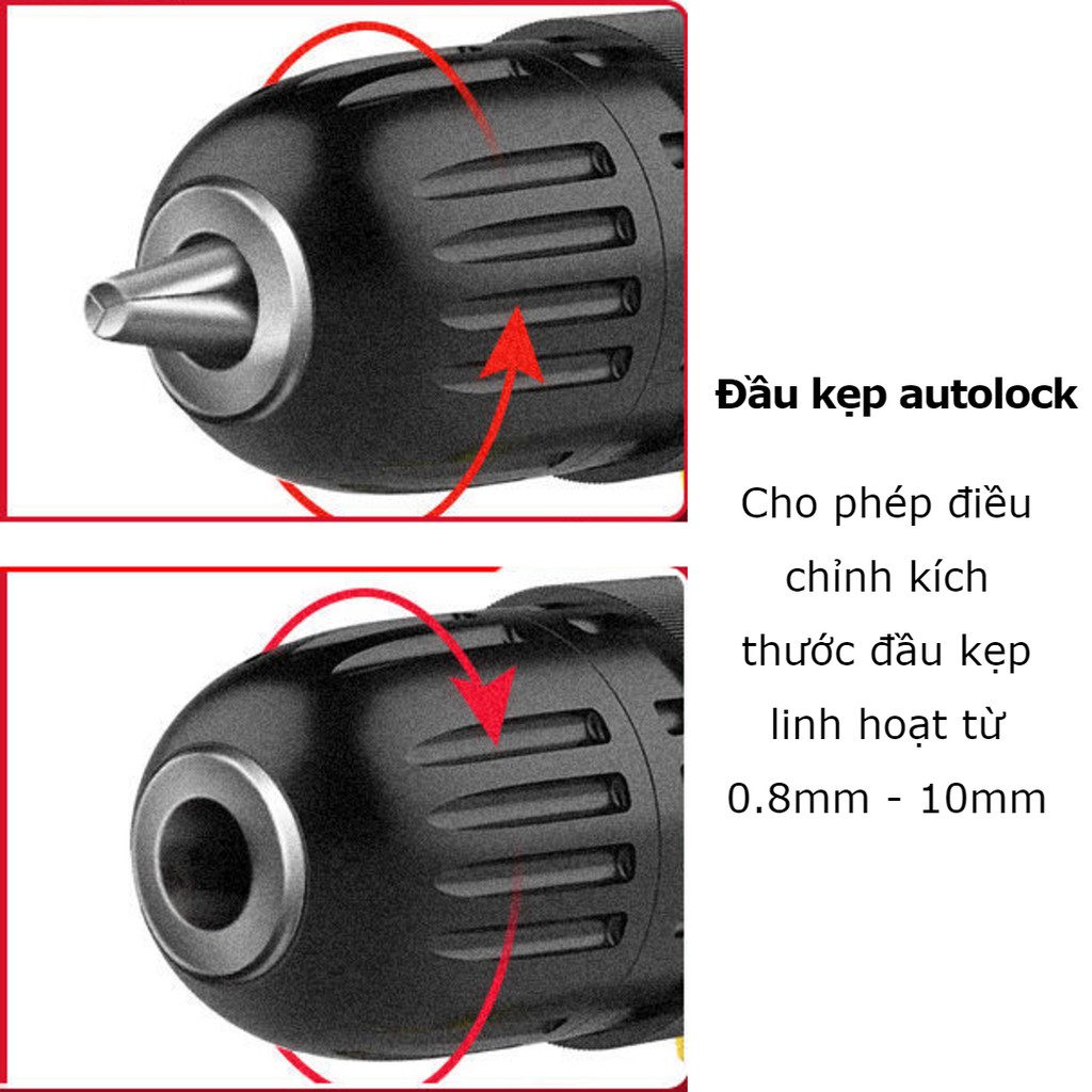 Khoan pin, máy bắt vít KHAISON 12v, 2 cấp độ màu đen,  giảm giá cực shock, tặng phụ kiện