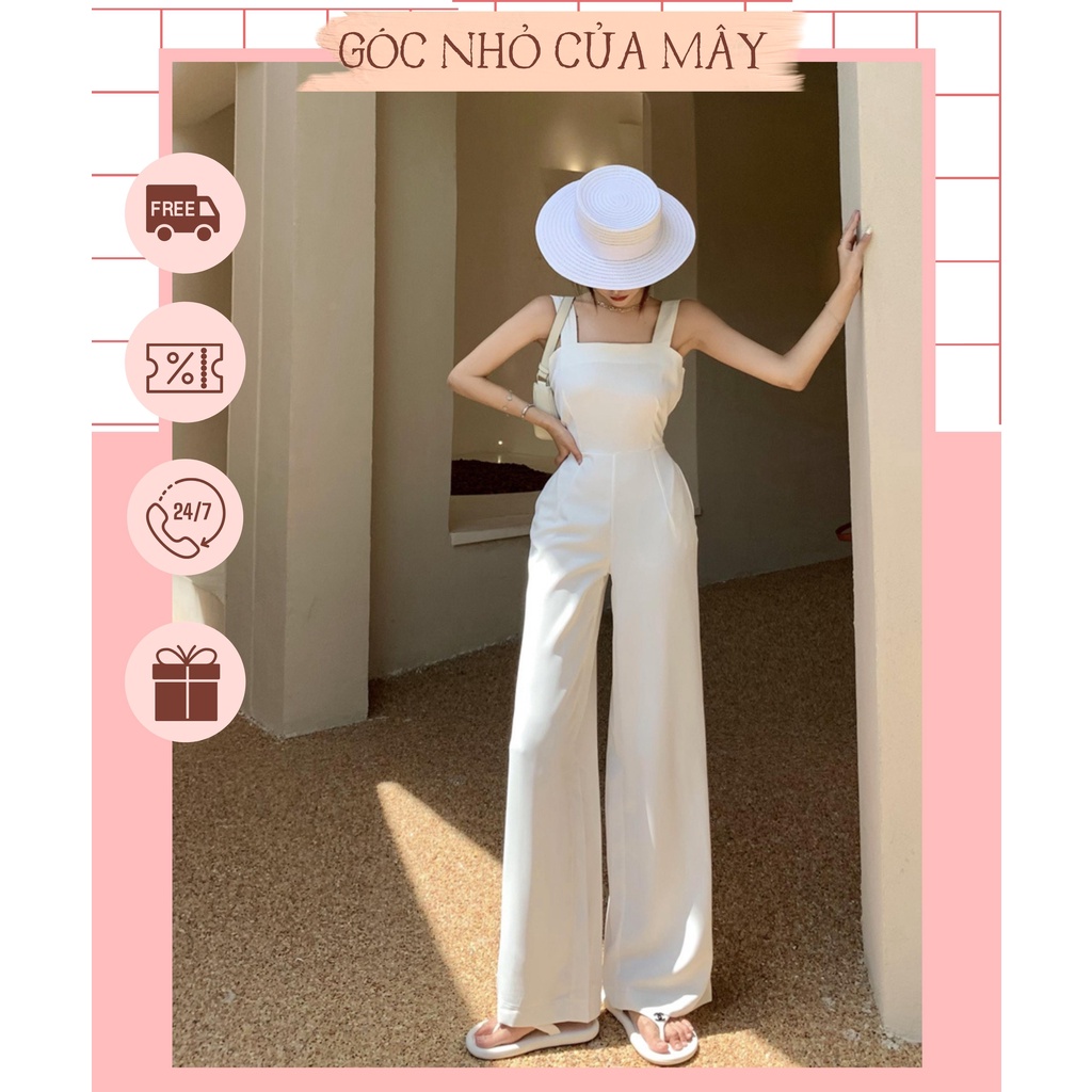 Set jumpsuit 2 dây suông hở lưng và áo vest ngắn phong cách trẻ trung - GNCM