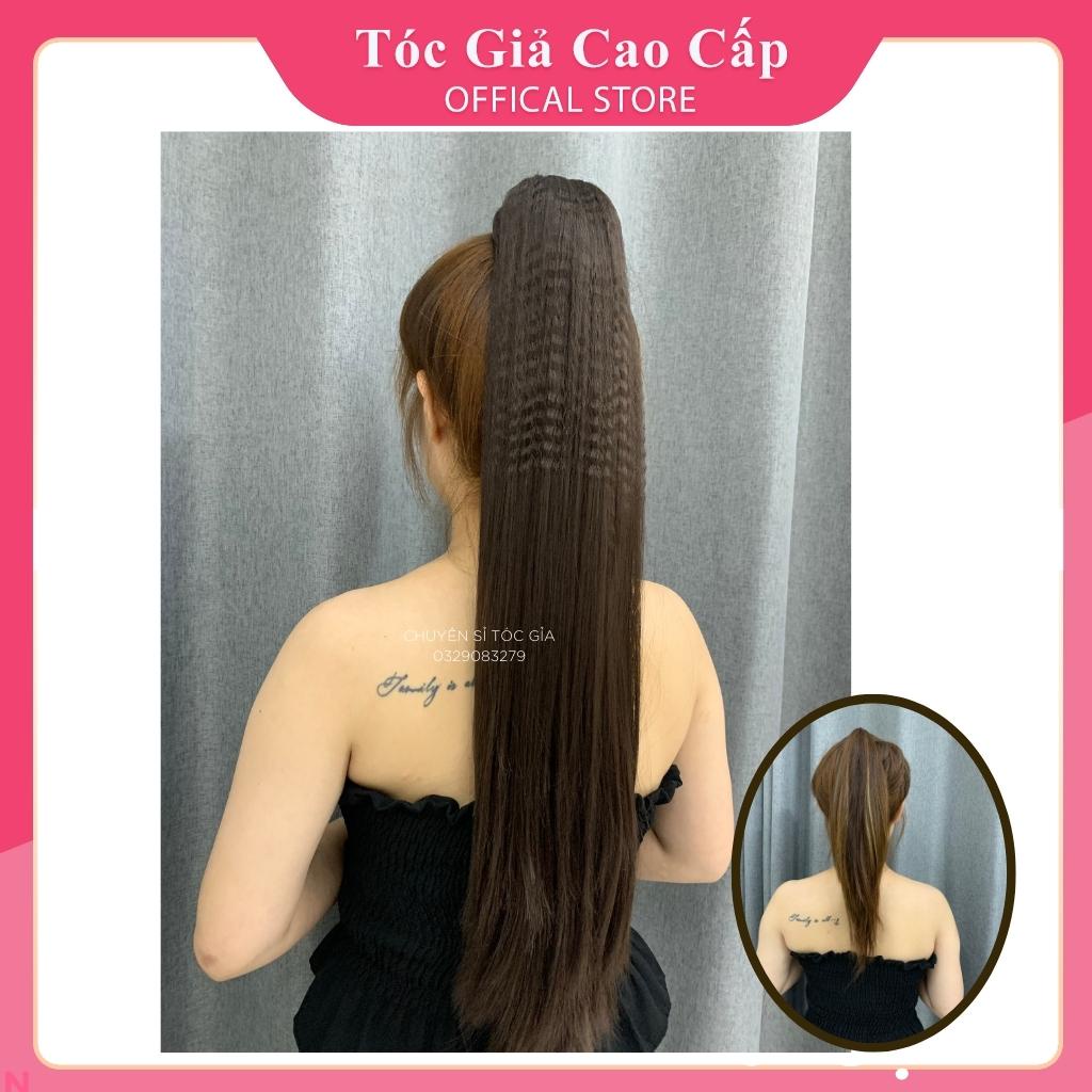 Tóc giả ngoặm thẳng dài 60cm bấm phồng chân tóc, loại đẹp