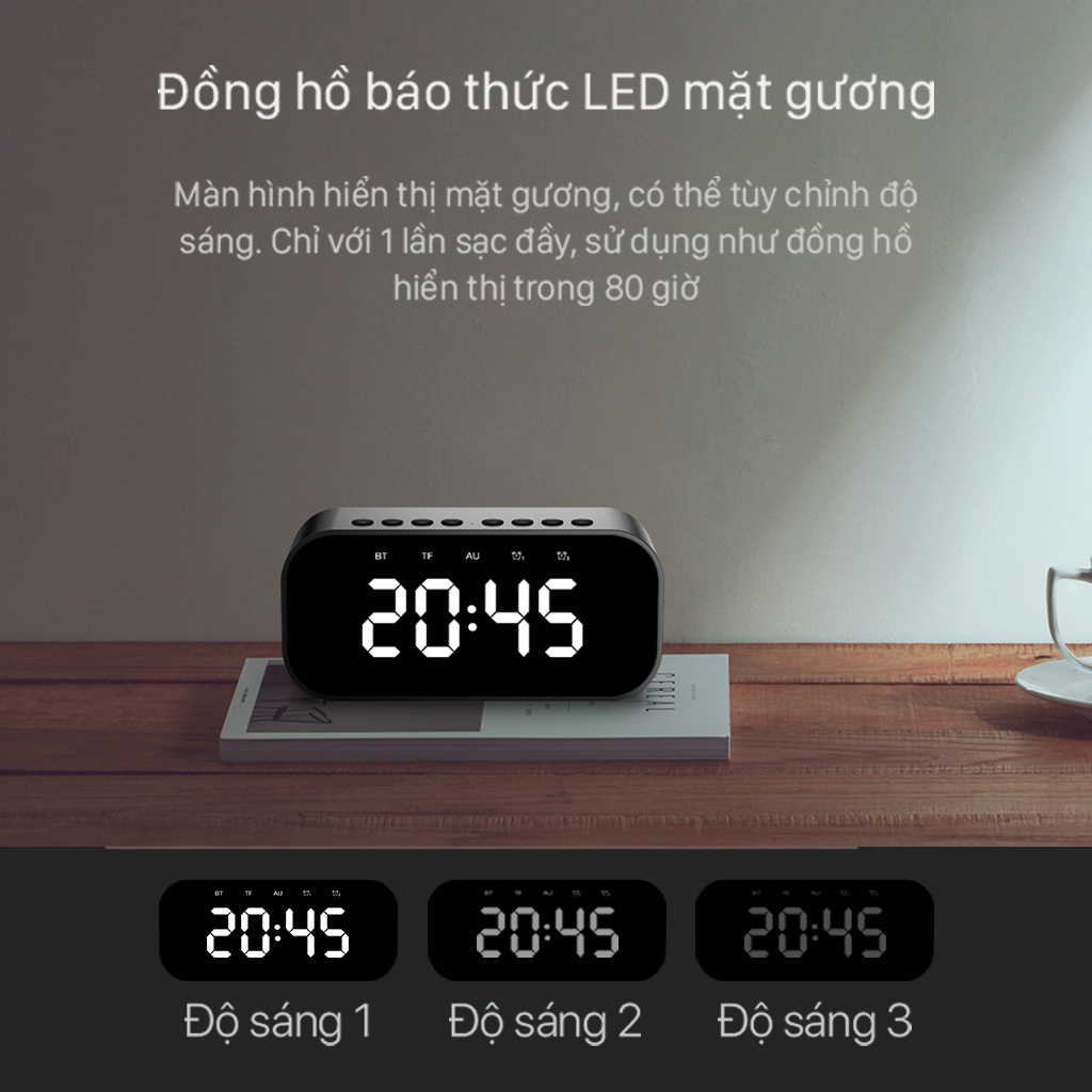 Loa Bluetooth 5.0 ROBOT RB550 Âm Thanh Tuyệt Vời Kiêm Đồng Hồ Báo Thức Màn Hình Hiển Thị LED - BẢO HÀNH 1 ĐỔI 1 12 THÁNG