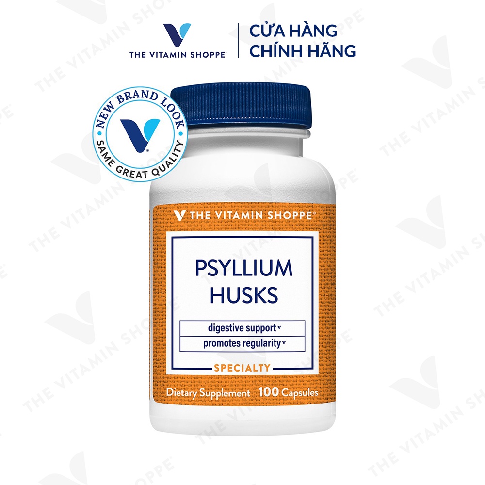 Viên uống giảm triệu chứng táo bón tiêu chảy THE VITAMIN SHOPPE Psyllium Husks 100 viên