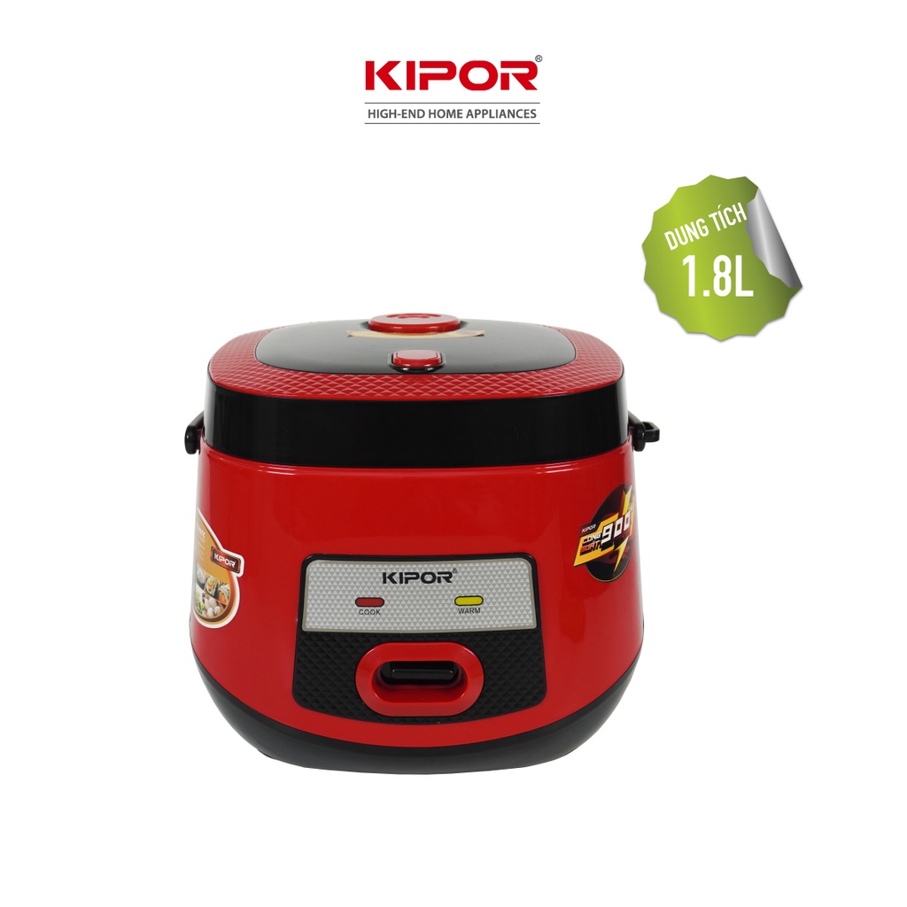 Nồi cơm điện KIPOR KP-N86918-1.8L-Lớp chống dính TEFLON cao cấp, lòng nồi niêu dày 3mm 1kg-Bảo hành tại nhà 12 tháng