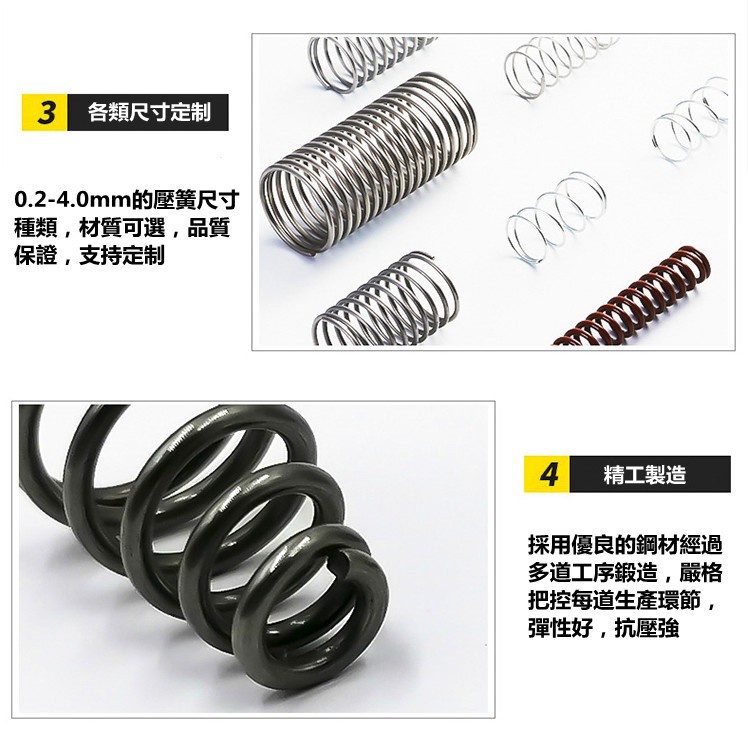 Lò Xo Dạng Nén Bằng Thép Không Gỉ 0.2mm Đường Kính Ngoài 1.5mm / 2mm / 3mm / 4mm