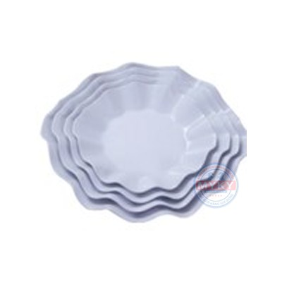 Dĩa hoa melamine phíp 19.6 cm đen kem vàng xanh béo nhún cao cấp - Plate dish F-DH07